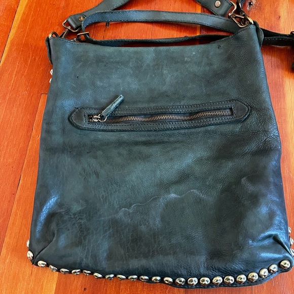Dark green leather crossbody. - Picture 2 of 4